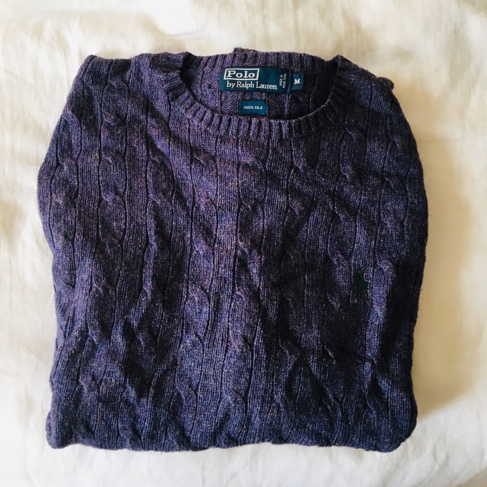 Ralph Lauren M Silk Cable-Knit Sweater in Purple